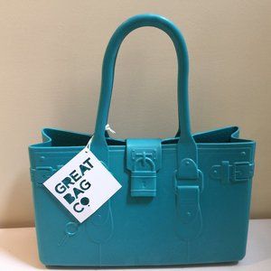 Great Bag Co. Designer Robert Verdi Rubber Tote Hand Bag Purse Aquamarin…